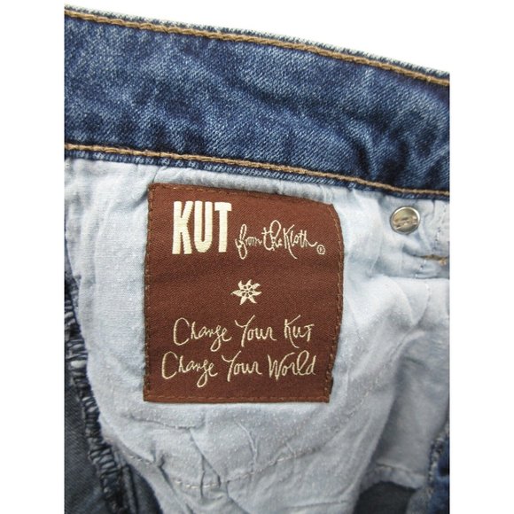 Kut From The Kloth Jeans 6 Straight Denim Pants Ripped Embroidered - Picture 10 of 13